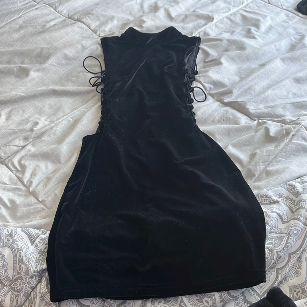 black velvet turtle neck dress